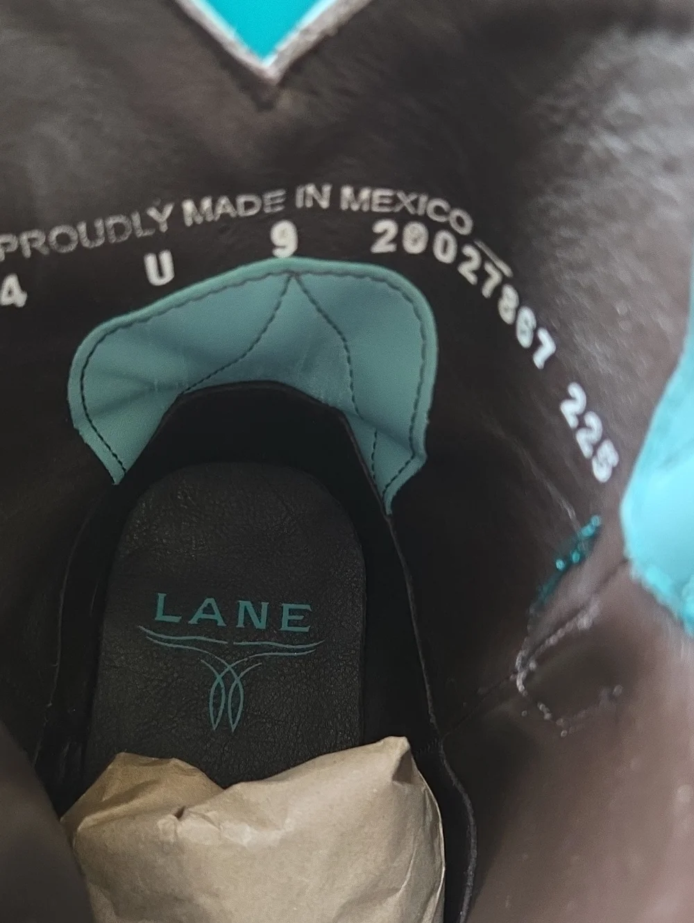 Lane Boots Turquoise Leather Western Ankle Boots